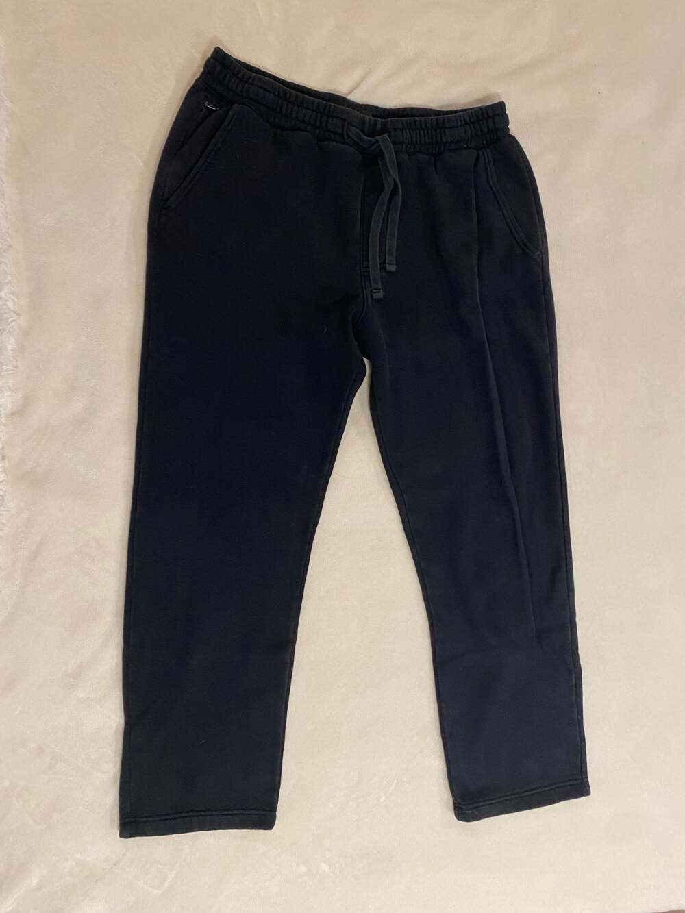 Hollister Solid Black Fleece Sweatpants with Back Pocket